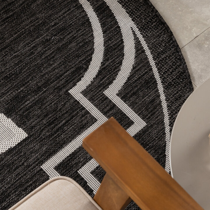 Rond buitenkleed - Isla Medaillon Zwart/Wit - 2