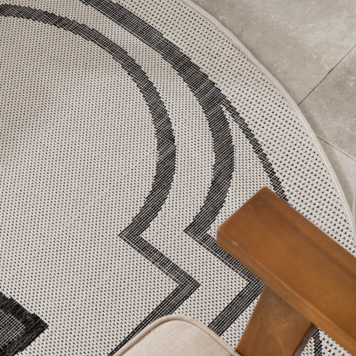 Rond buitenkleed - Isla Medaillon Wit/Zwart - 2
