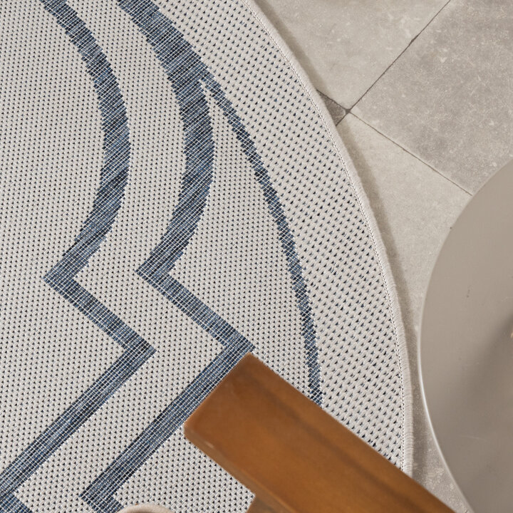 Rond buitenkleed - Isla Medaillon Wit/Blauw - 2
