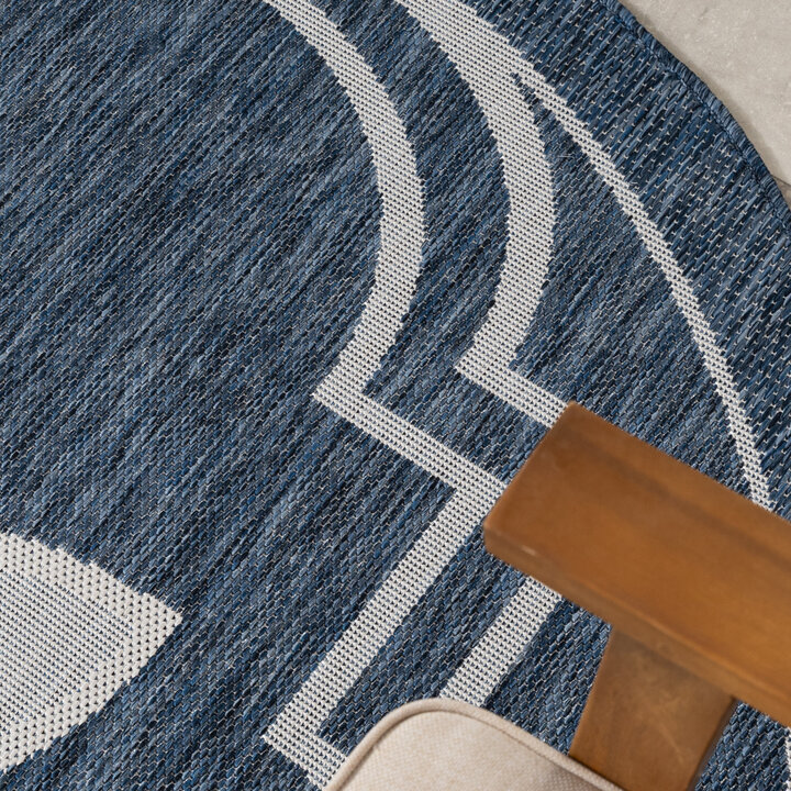 Rond buitenkleed - Isla Medaillon Blauw/Wit - 2