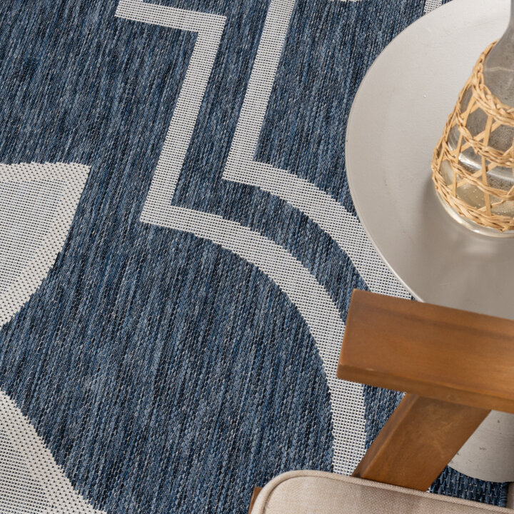 Buitenkleed - Isla Medaillon Blauw/Wit - 2