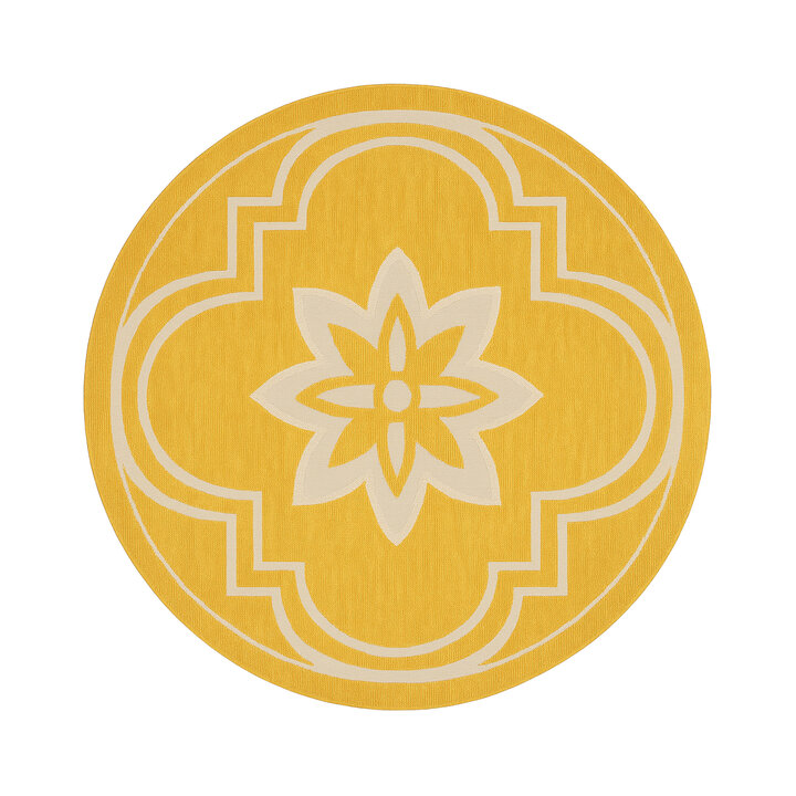 Rond buitenkleed - Isla Medaillon Geel/Wit - 1