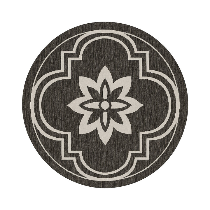 Rond buitenkleed - Isla Medaillon Zwart/Wit - 1