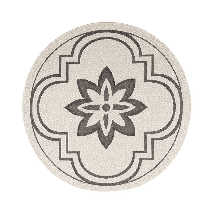 Rond buitenkleed - Isla Medaillon Wit/Zwart - 1