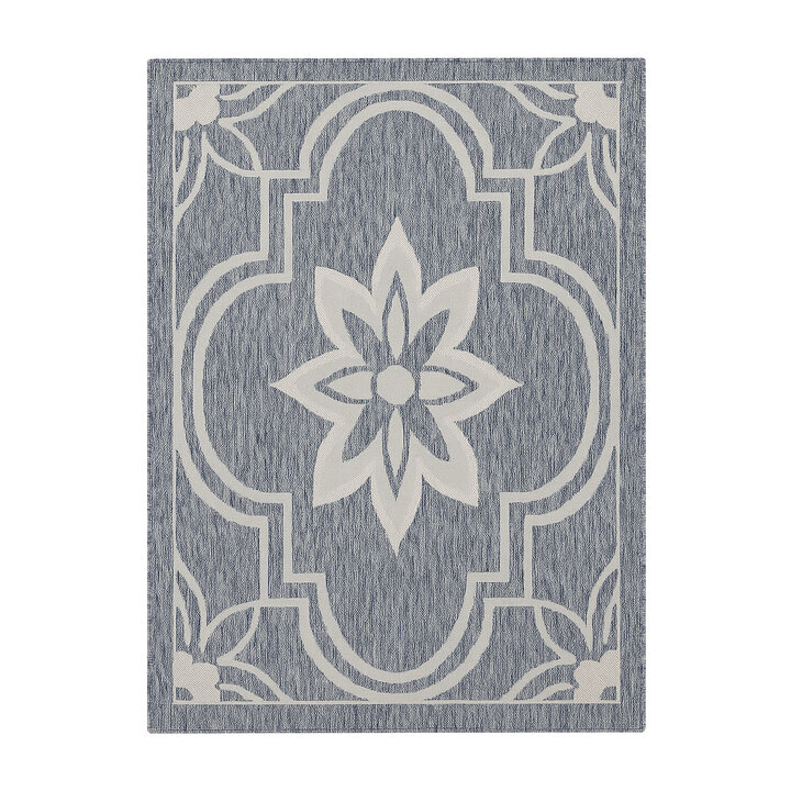 Buitenkleed - Isla Medaillon Lichtblauw/Wit - 1