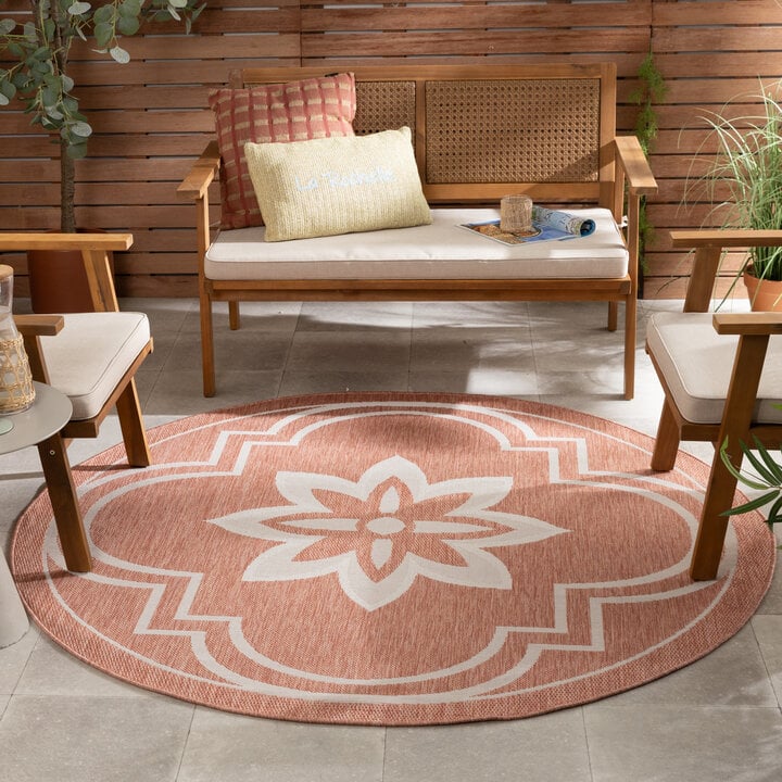 Rond buitenkleed - Isla Medaillon Roze/Wit