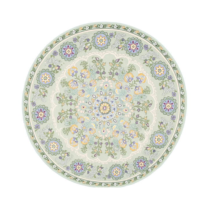 Rond vintage vloerkleed - Bibi Medaillon Mintgroen - 1