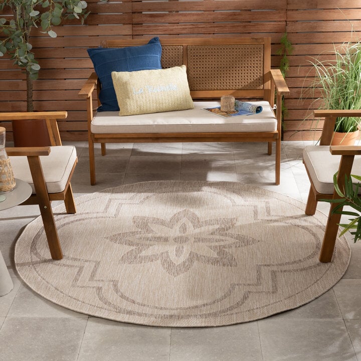 Rond buitenkleed - Isla Medaillon Beige