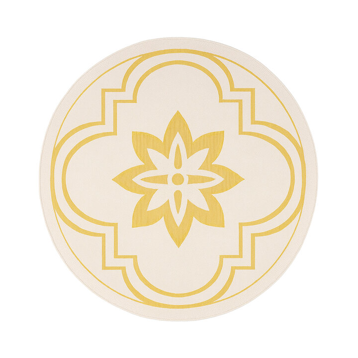 Rond buitenkleed - Isla Medaillon Wit/Geel - 1