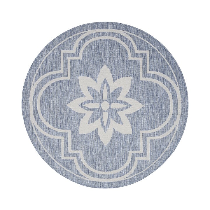 Rond buitenkleed - Isla Medaillon Lichtblauw/Wit - 1