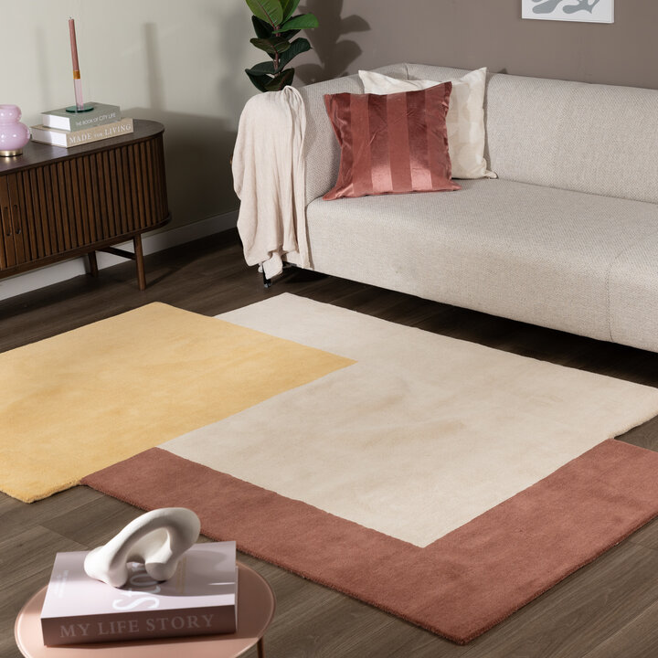 Wollen abstract vloerkleed - Jules Creme/Geel