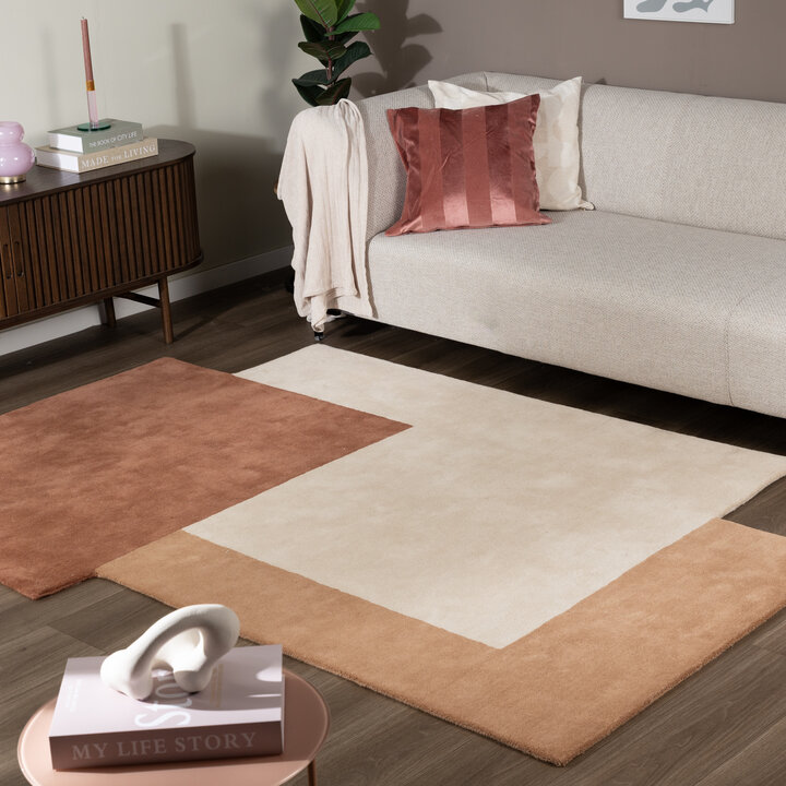 Wollen abstract vloerkleed - Jules Creme/Terra
