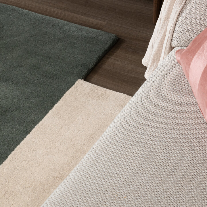 Wollen abstract vloerkleed - Jules Creme/Groen - 2