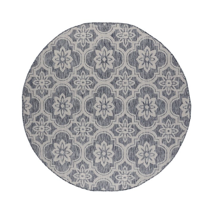 Rond buitenkleed - Rio Flower Blauw - 1