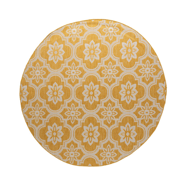 Rond buitenkleed - Rio Flower Geel - 1
