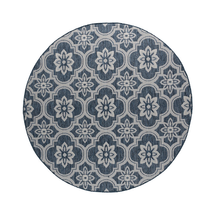 Rond buitenkleed - Rio Flower Blauw - 1