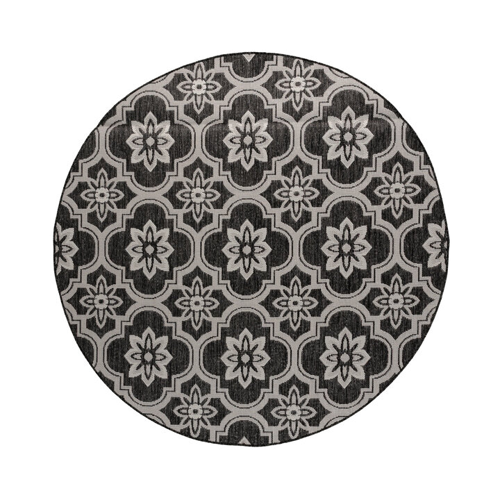 Rond buitenkleed - Rio Flower Zwart - 1