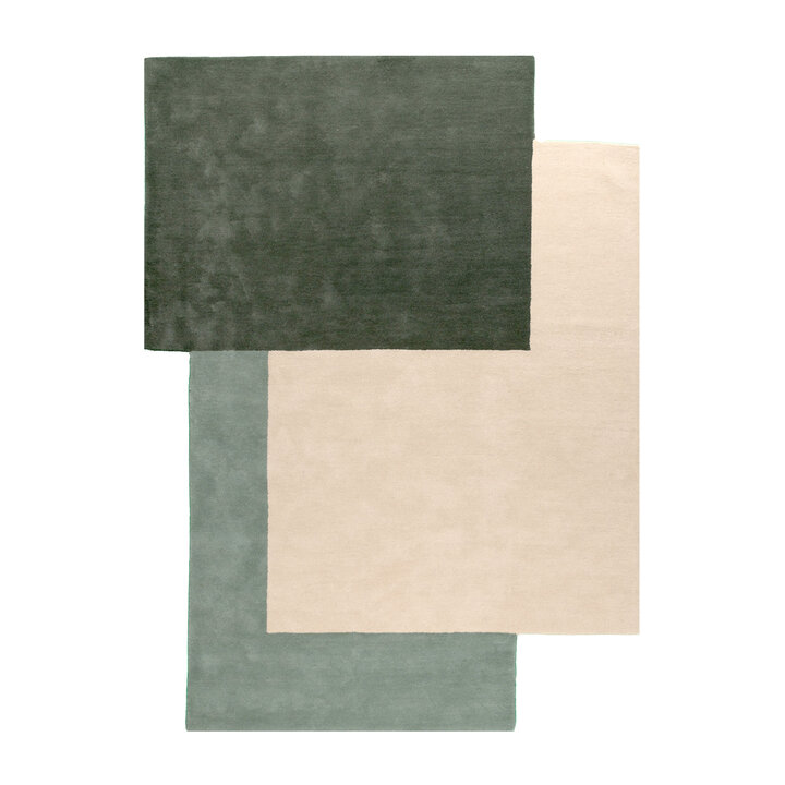 Wollen abstract vloerkleed - Jules Creme/Groen - 1