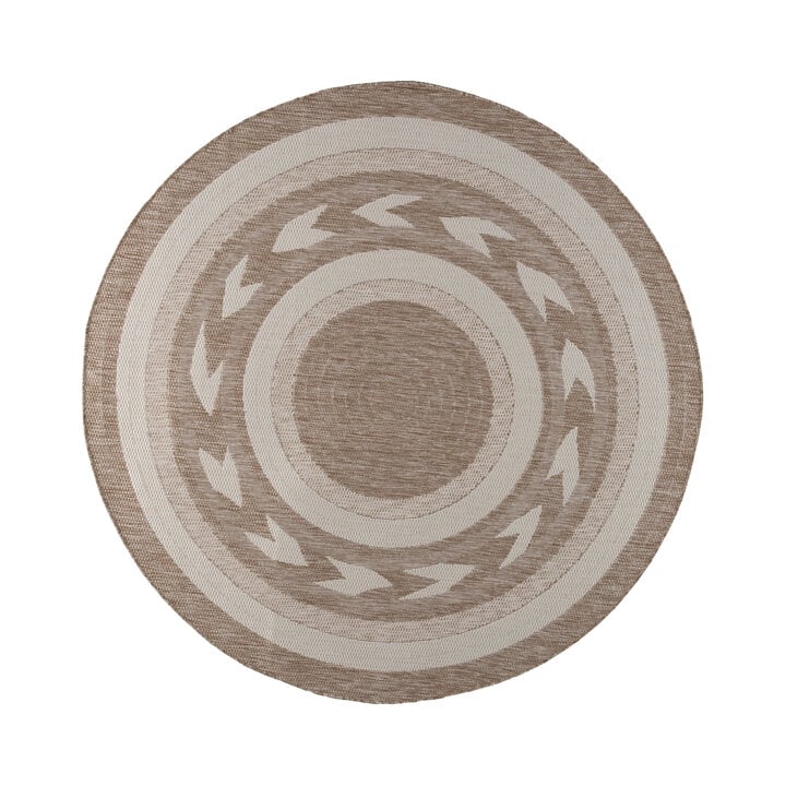 Rond jute buitenkleed - Nusa Orbit Beige/Creme - 1