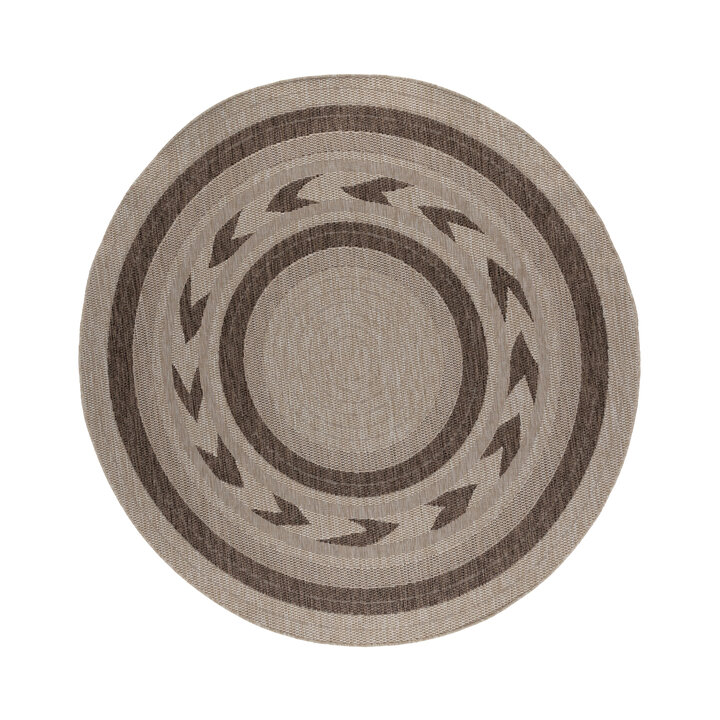 Rond jute buitenkleed - Nusa Orbit Bruin/Beige  - 1