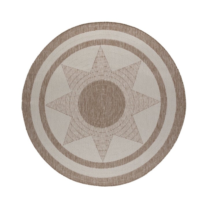 Rond jute buitenkleed - Nusa Sun Beige/Creme  - 1