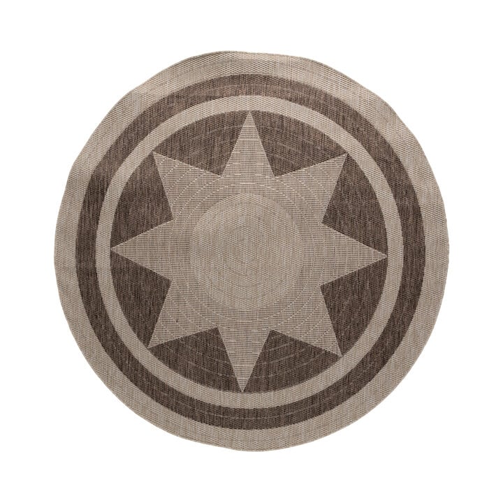 Rond jute buitenkleed - Nusa Sun Bruin/Beige  - 1