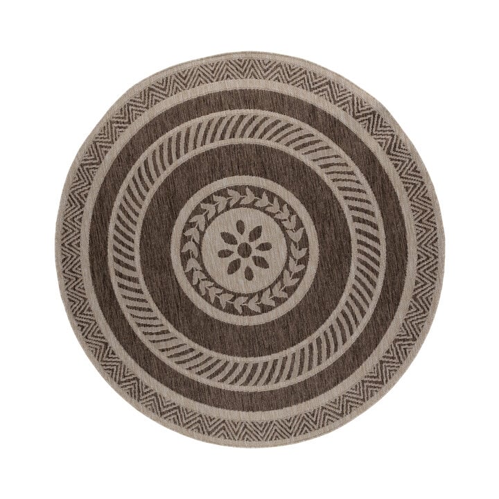 Rond jute buitenkleed - Nusa Medallion Bruin/Beige  - 1