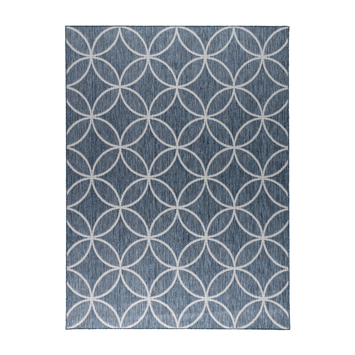 Geometrisch buitenkleed - Faro Ripple Blauw  - 1