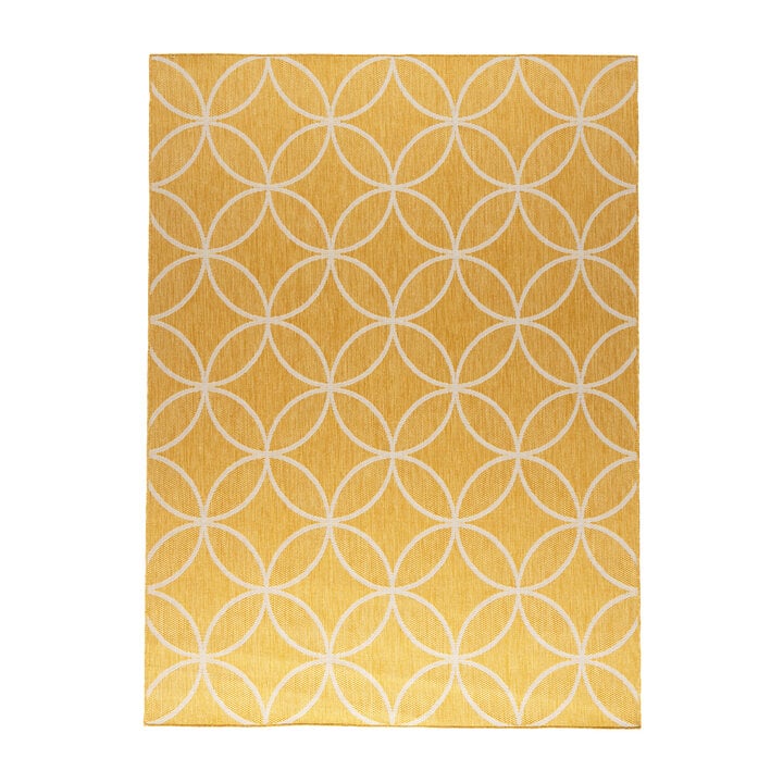 Geometrisch buitenkleed - Faro Ripple Geel  - 1
