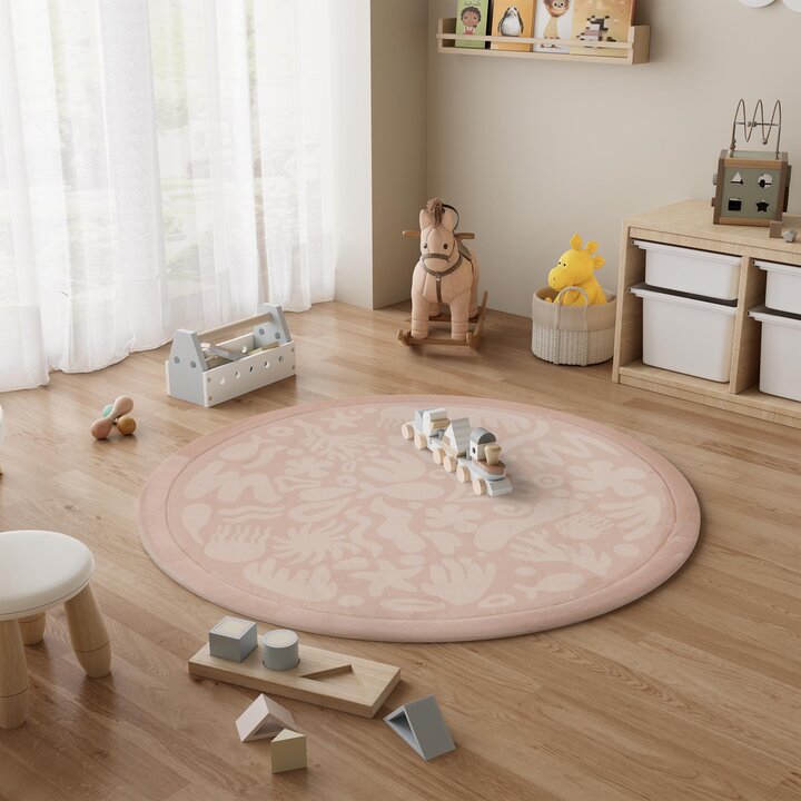 Rond wasbaar speelkleed - Flo Roze