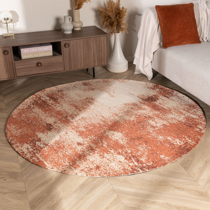 Rond abstract vloerkleed - Candice Terracotta