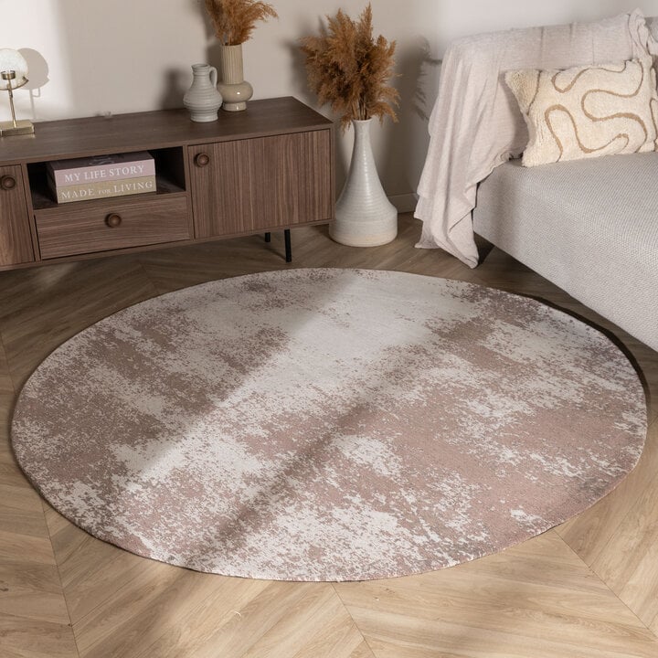 Rond abstract vloerkleed - Candice Taupe