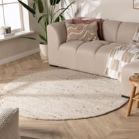 Rond wollen vloerkleed - Feline Wit/Gemeleerd