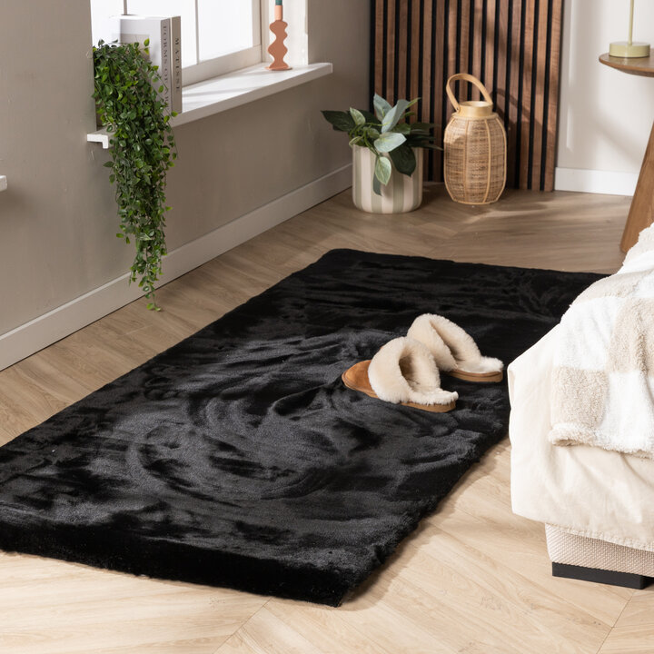 Zachte Hoogpolige loper - Comfy Supreme Zwart