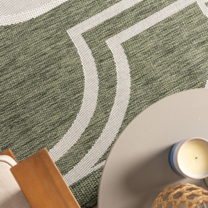 Buitenkleed - Isla Medaillon Groen/Wit  - 1