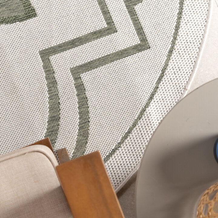 Rond buitenkleed - Isla Medaillon Wit/Groen  - 1