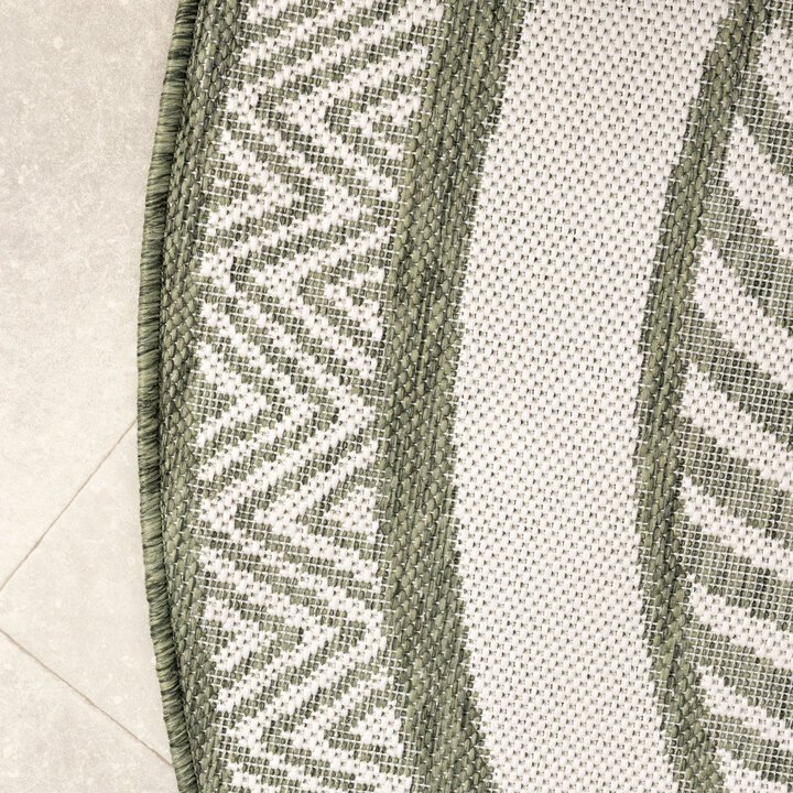 Rond jute buitenkleed - Nusa Medallion Groen/Creme  - 3