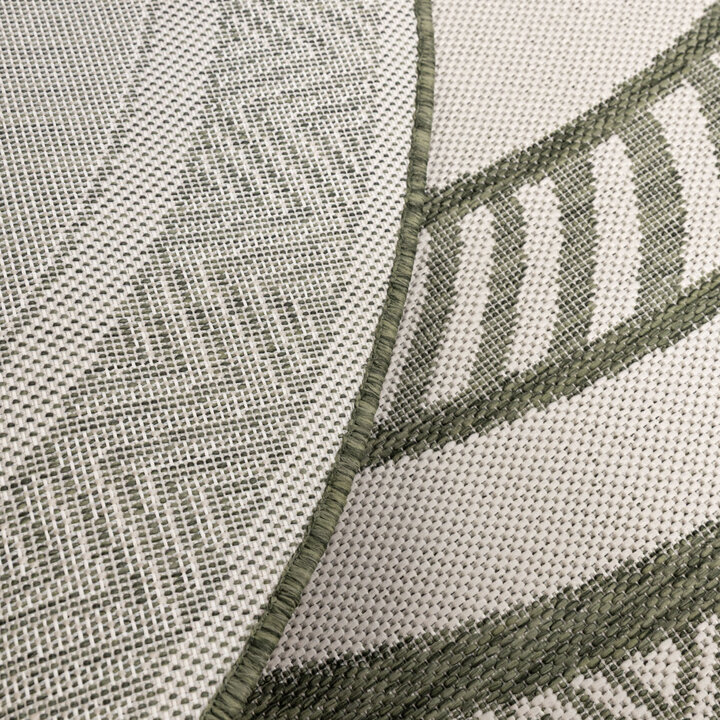 Rond jute buitenkleed - Nusa Medallion Groen/Creme  - 5