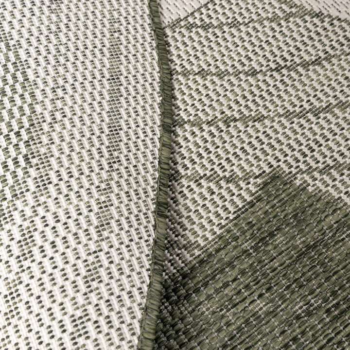 Rond jute buitenkleed - Nusa Flower Groen/Creme  - 5
