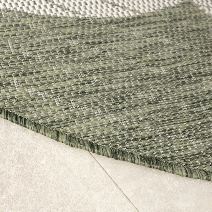 Rond jute buitenkleed - Nusa Flower Groen/Creme  - 4