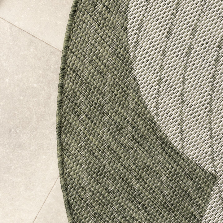Rond jute buitenkleed - Nusa Flower Groen/Creme  - 3
