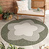 Rond jute buitenkleed - Nusa Flower Groen/Creme  - thumbnail