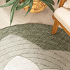 Rond jute buitenkleed - Nusa Flower Groen/Creme  - thumbnail 1