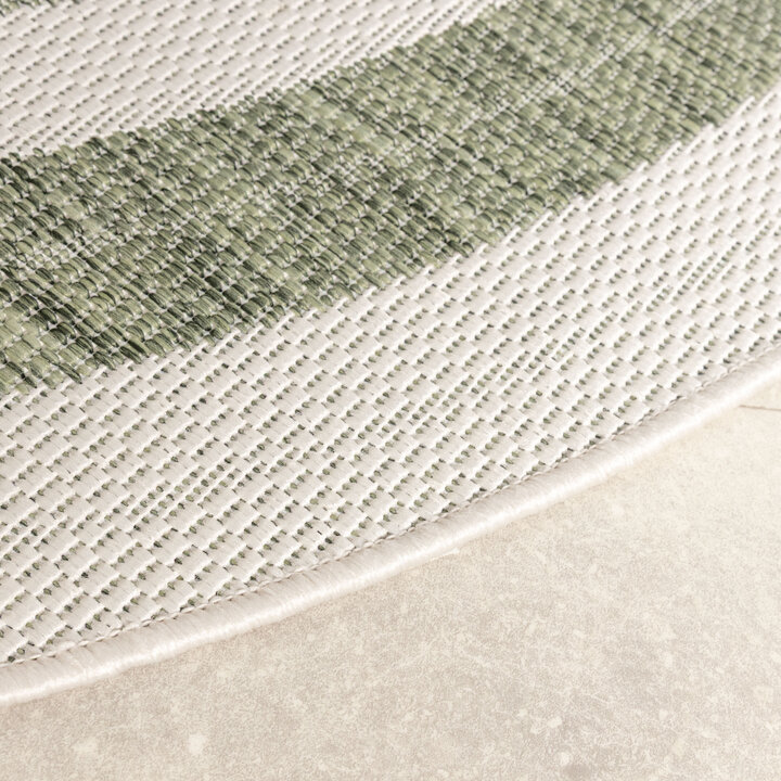 Rond jute buitenkleed - Nusa Sun Groen/Creme  - 4