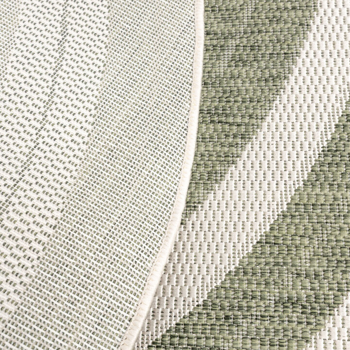 Rond jute buitenkleed - Nusa Sun Groen/Creme  - 5