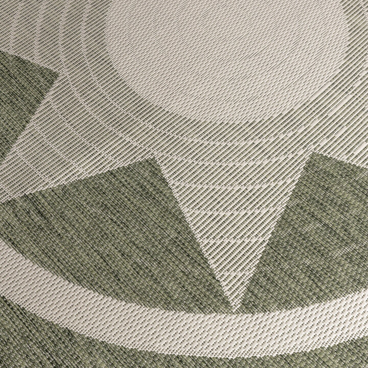 Rond jute buitenkleed - Nusa Sun Groen/Creme  - 2