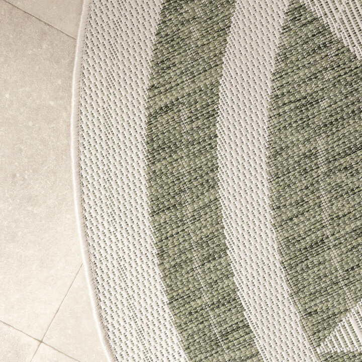 Rond jute buitenkleed - Nusa Sun Groen/Creme  - 3