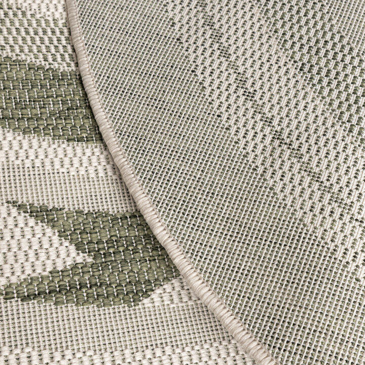 Rond jute buitenkleed - Nusa Orbit Groen/Creme  - 5