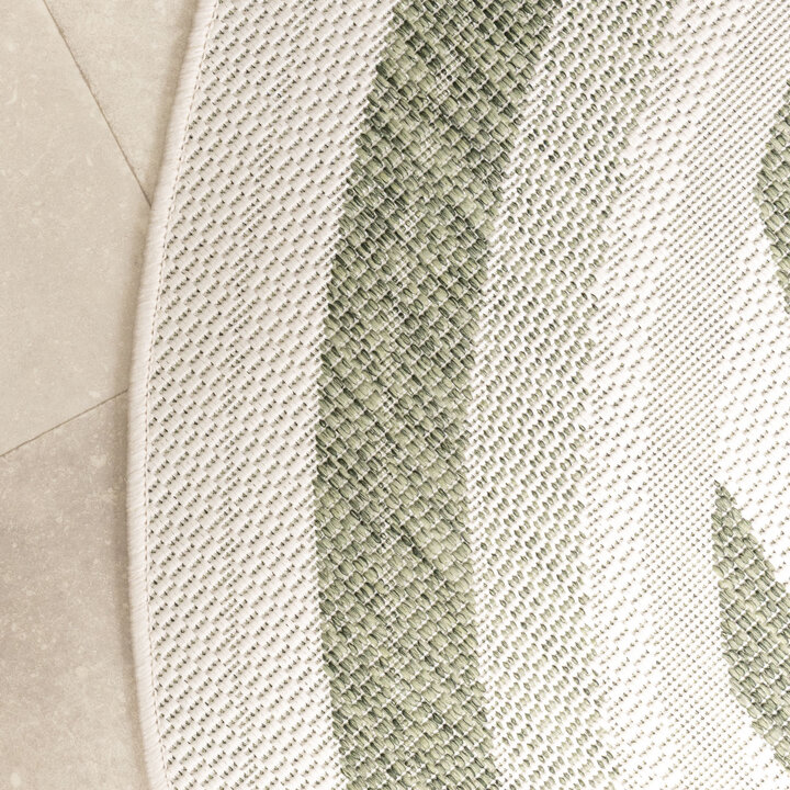Rond jute buitenkleed - Nusa Orbit Groen/Creme  - 3