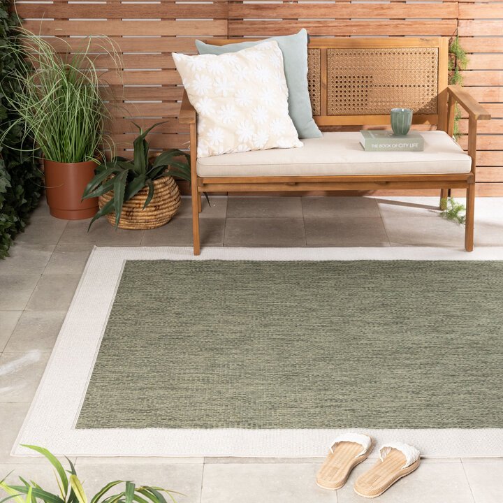 Jute buitenkleed - Nusa Border Groen/Creme 